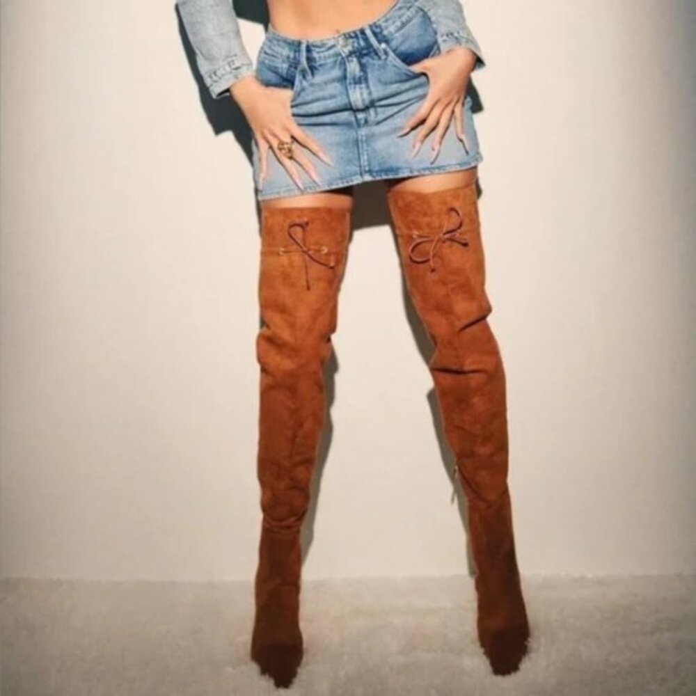 🚫 Sold 🚫 8 Good American “Carla” Over The Knee Brown Boots Kitten Heel